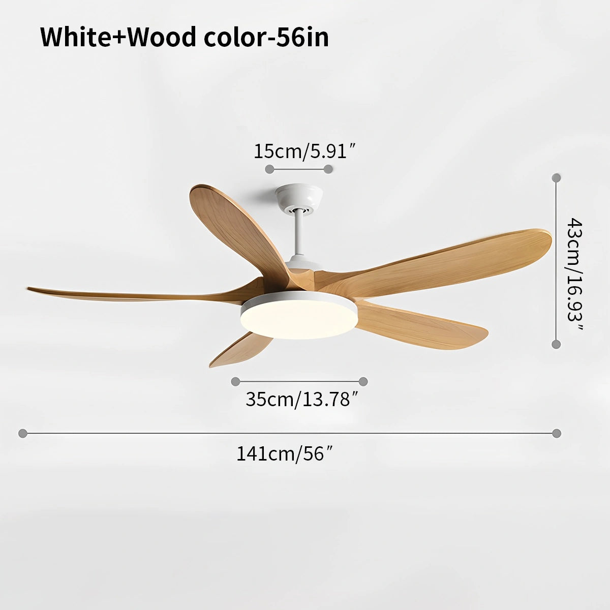 Antizer 5-leaf Solid Wood Ceiling Fan Light