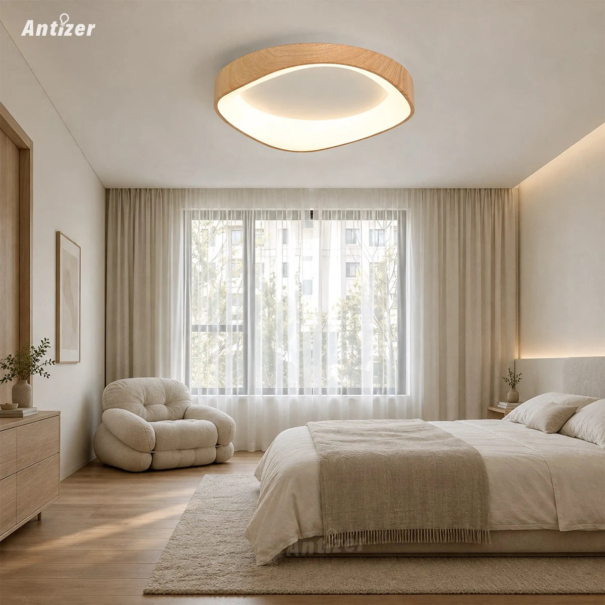 Antizer Lámpara de techo circular nórdica acrílica para dormitorio
