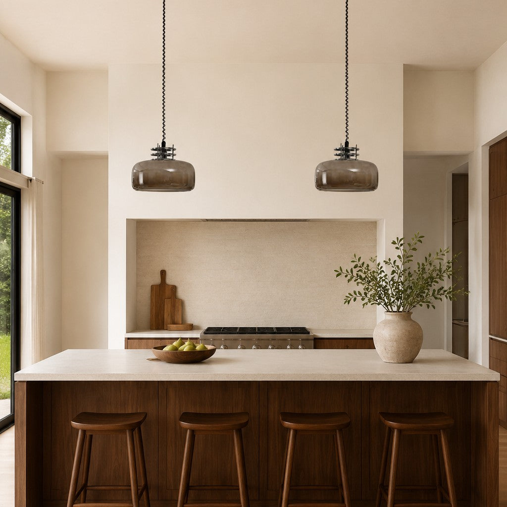 Antizer Bauhaus Retractable Round Glass Pendant Light