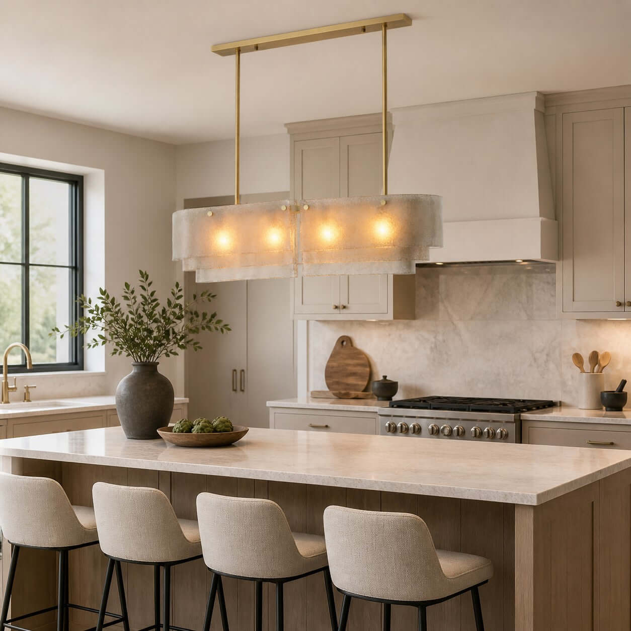 Antizer Tiered Glass Linear Chandelier