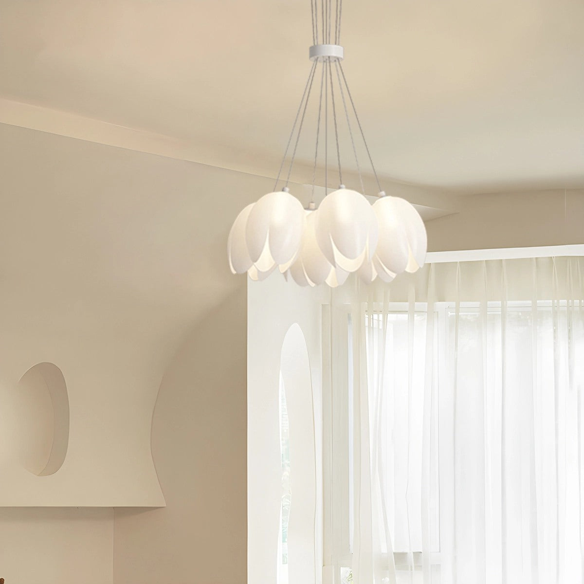 French Tulip Flower & Ball Chandelier