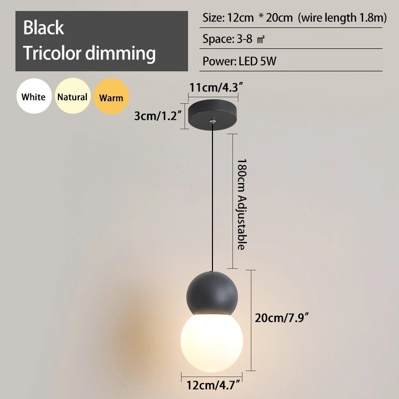 Antizer Cream Style Globe Pendant Light Small Bedside Lamp