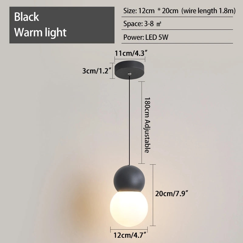 Antizer Cream Style Globe Pendant Light Small Bedside Lamp