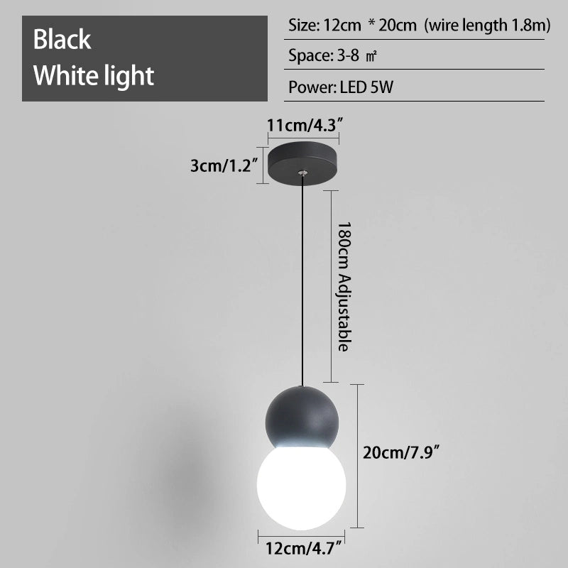 Antizer Cream Style Globe Pendant Light Small Bedside Lamp