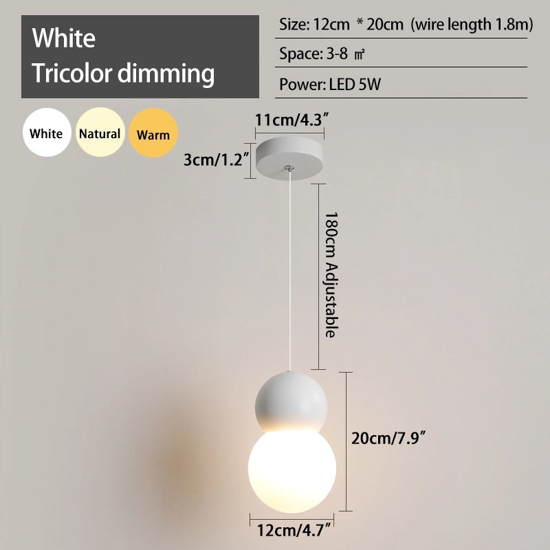 Antizer Cream Style Globe Pendant Light Small Bedside Lamp