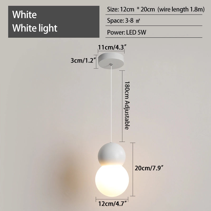 Antizer Cream Style Globe Pendant Light Small Bedside Lamp