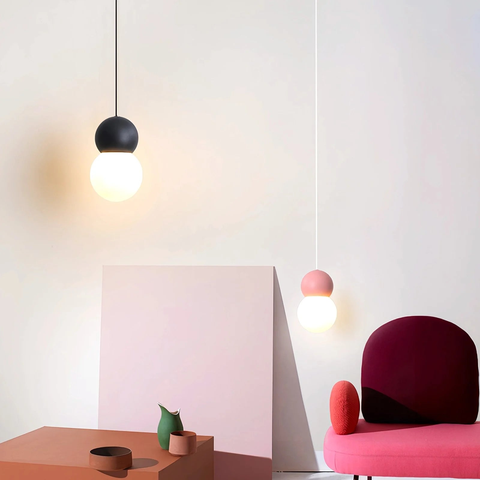 Antizer Cream Style Globe Pendant Light Small Bedside Lamp