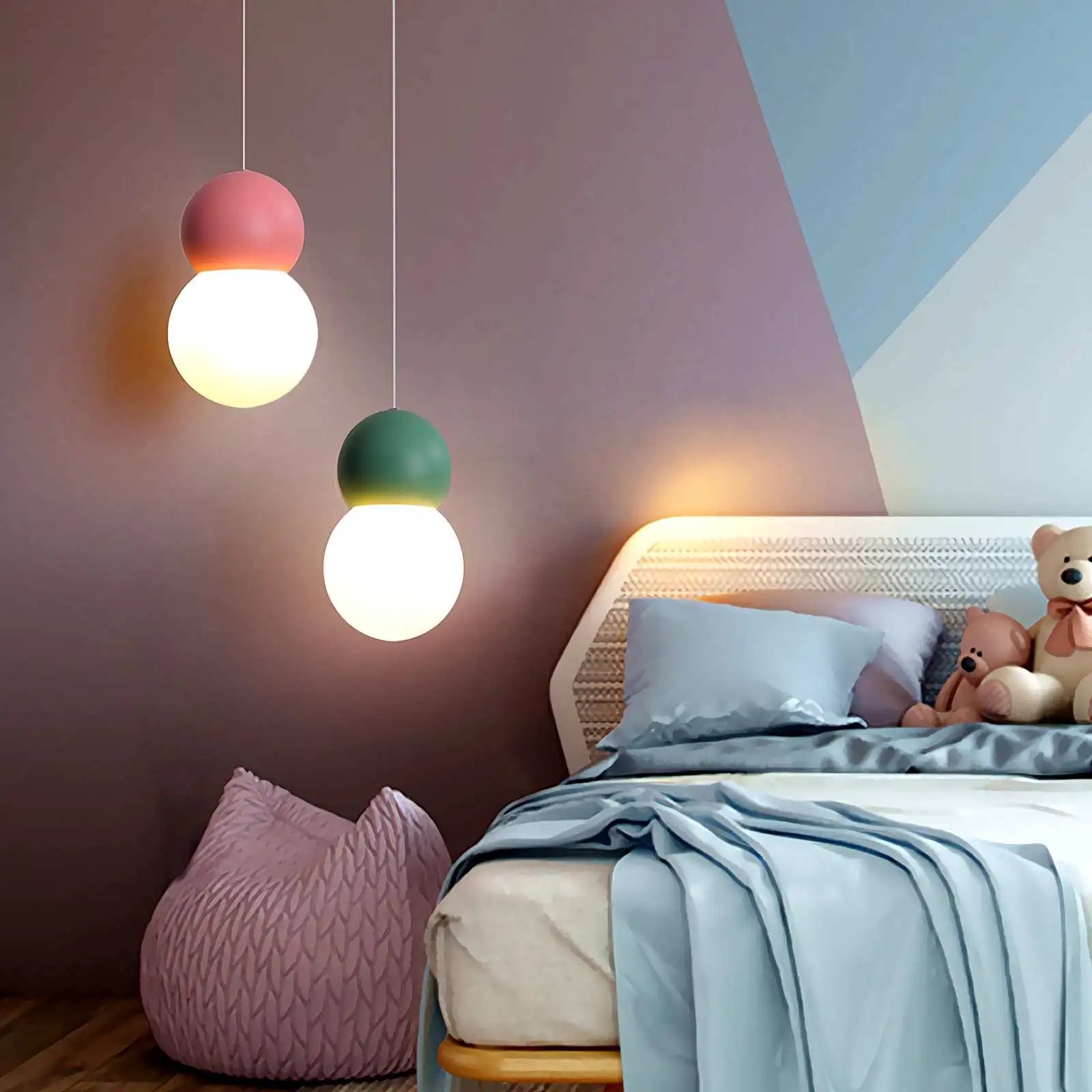 Antizer Cream Style Globe Pendant Light Small Bedside Lamp