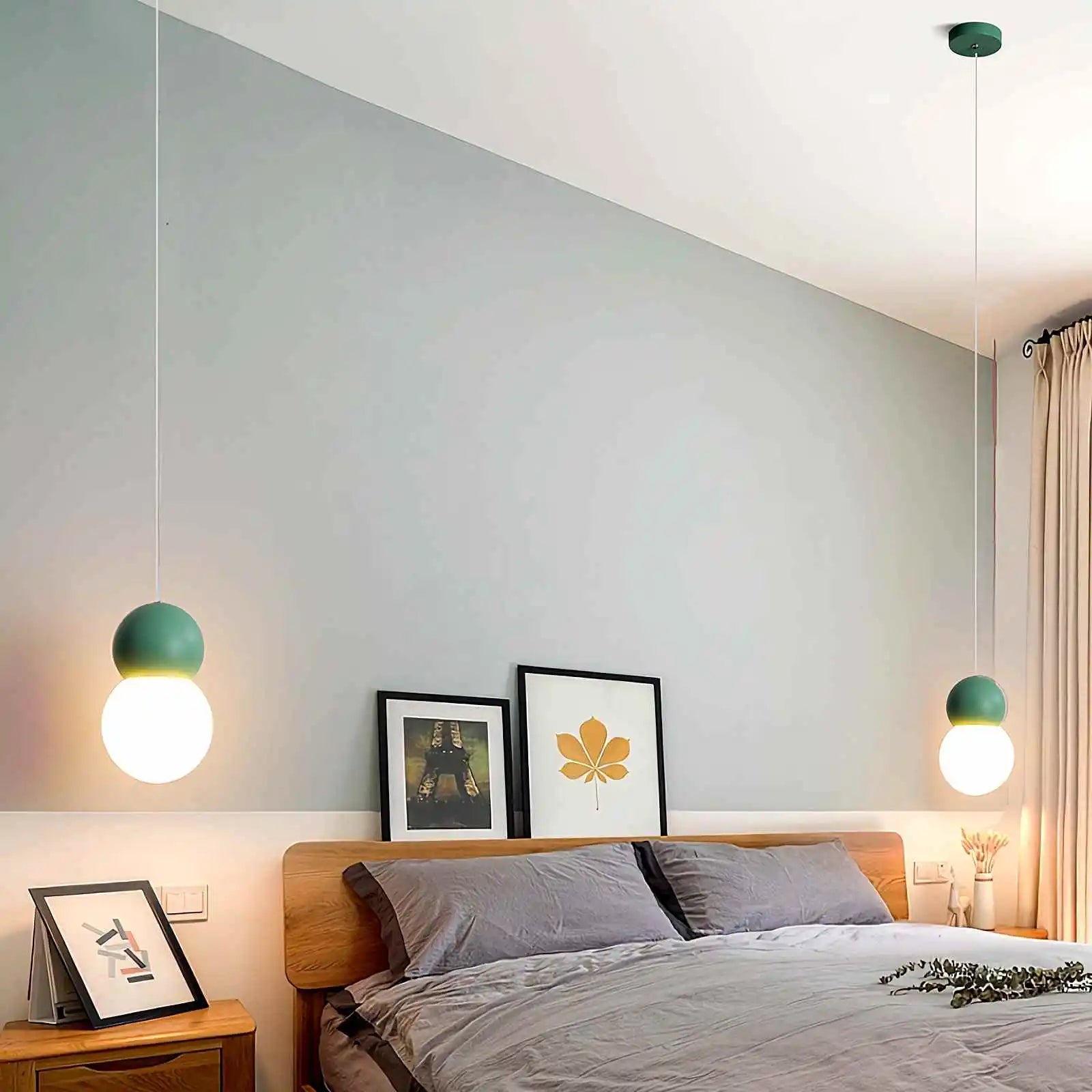 Antizer Cream Style Globe Pendant Light Small Bedside Lamp