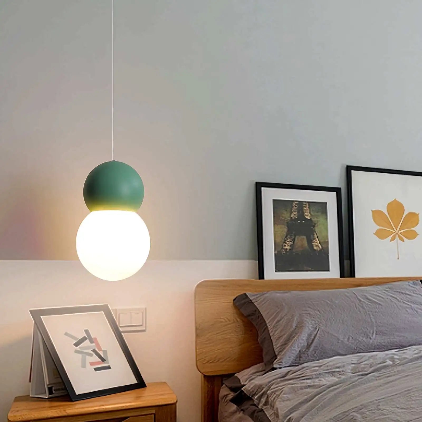 Antizer Cream Style Globe Pendant Light Small Bedside Lamp