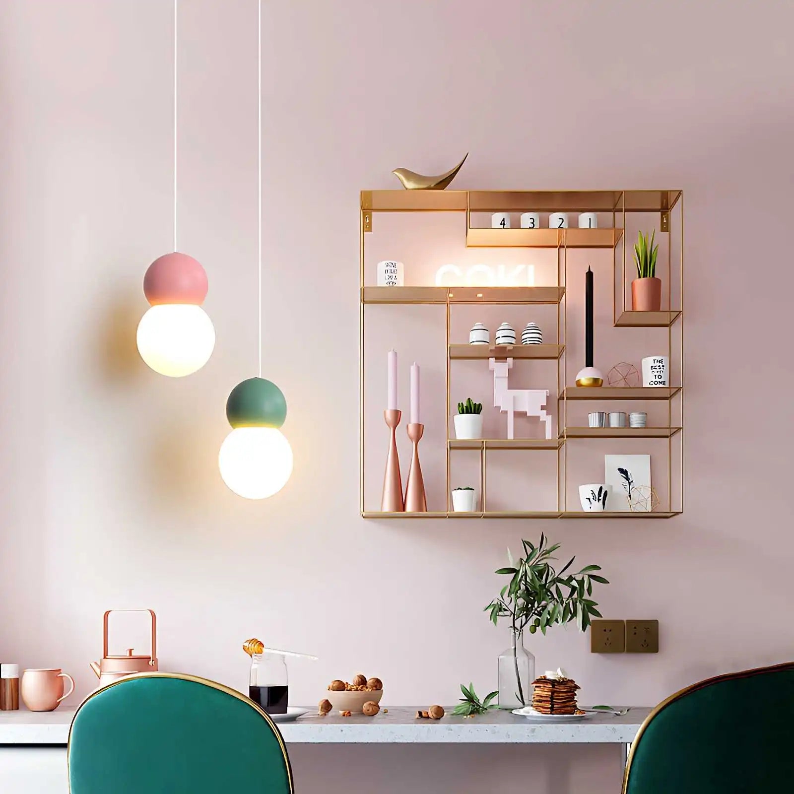 Antizer Cream Style Globe Pendant Light Small Bedside Lamp