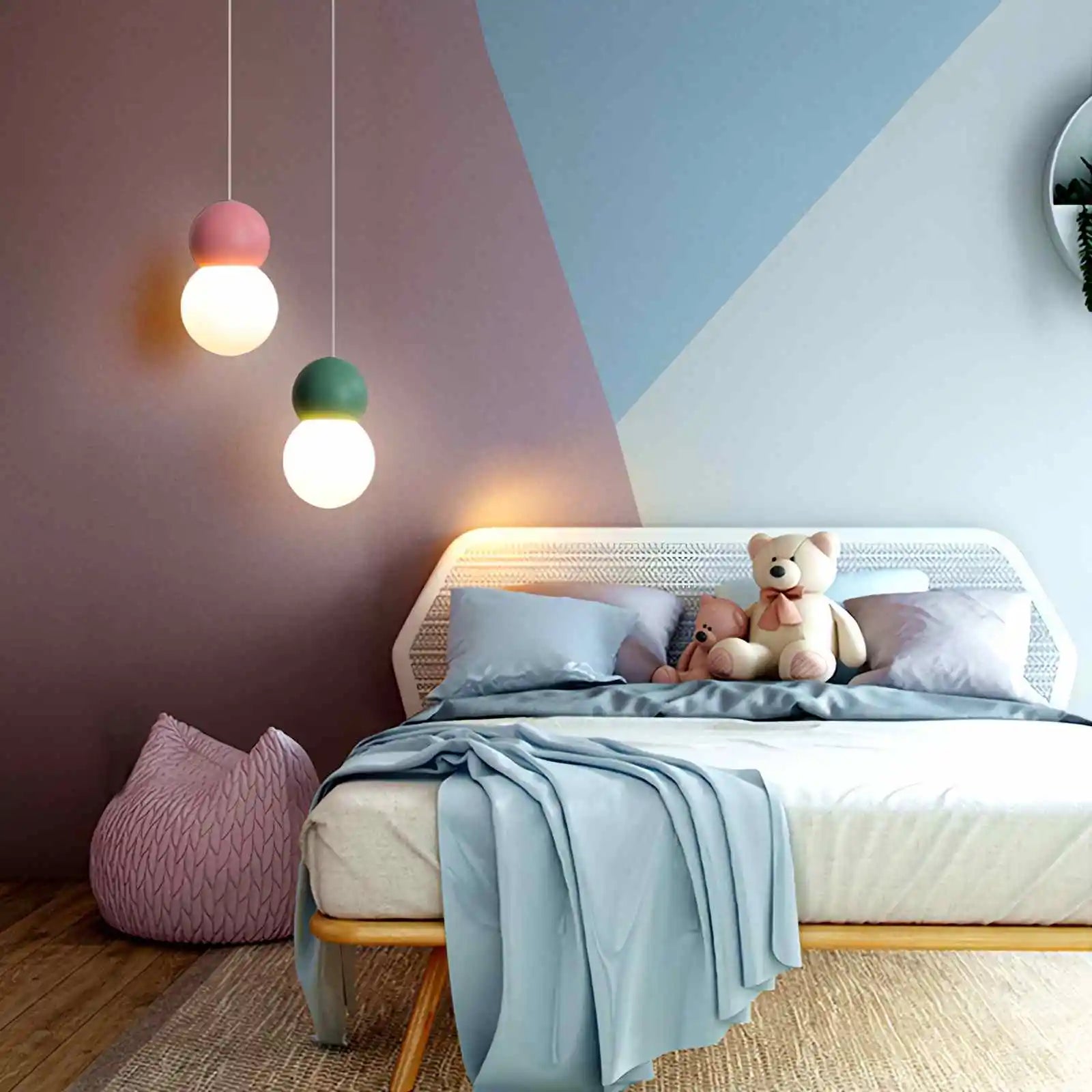 Antizer Cream Style Globe Pendant Light Small Bedside Lamp