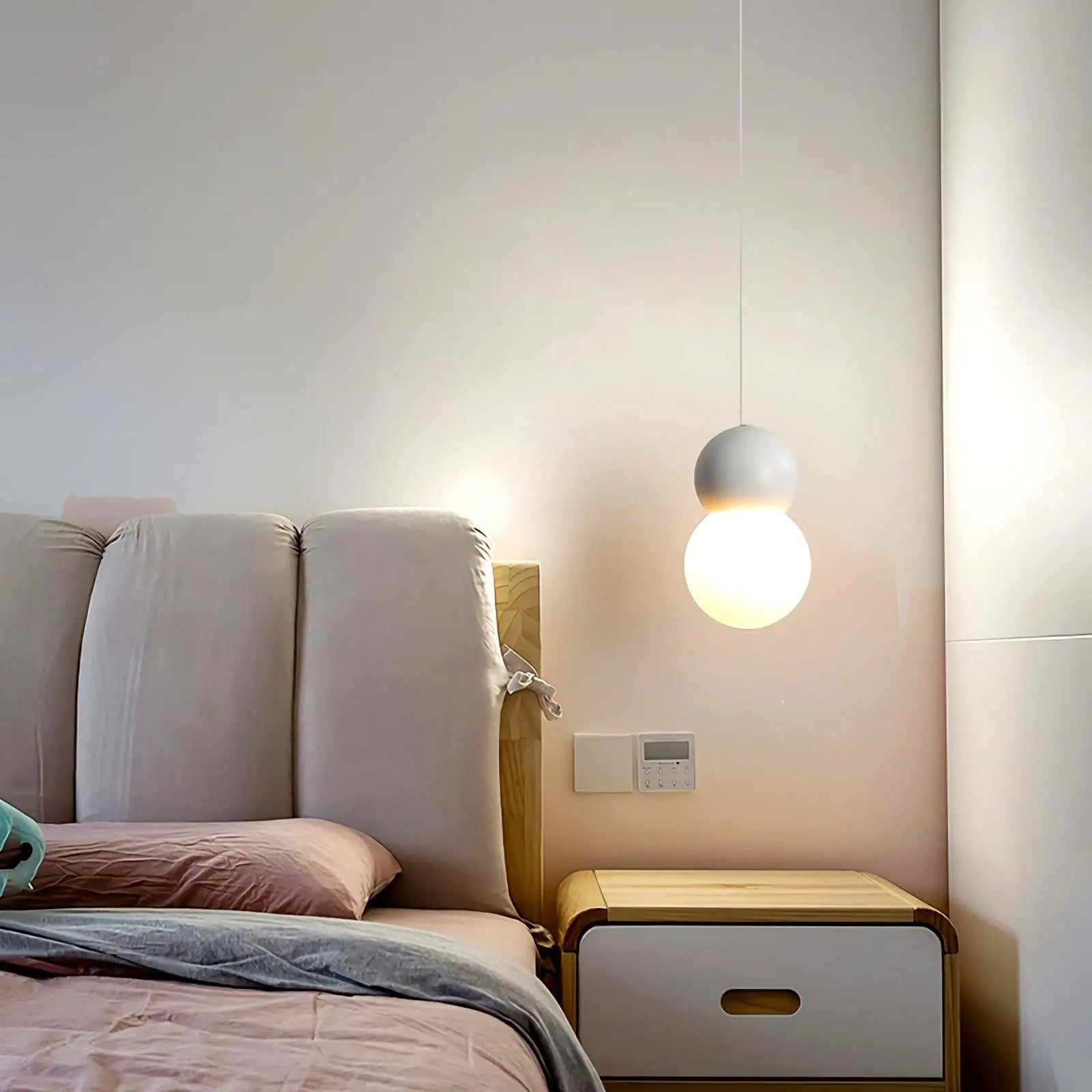 Antizer Cream Style Globe Pendant Light Small Bedside Lamp