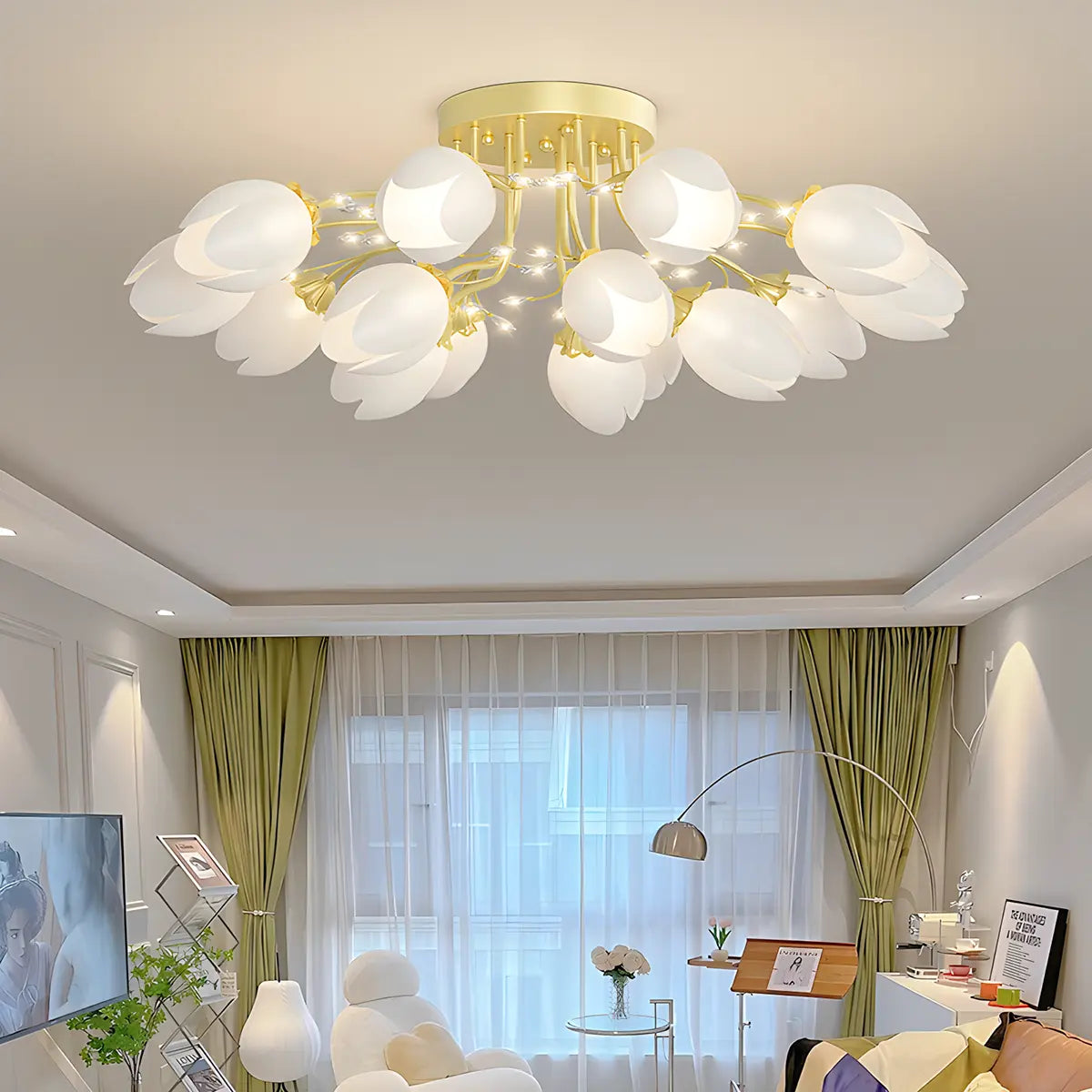 French Pastoral Flower Ceiling Chandelier