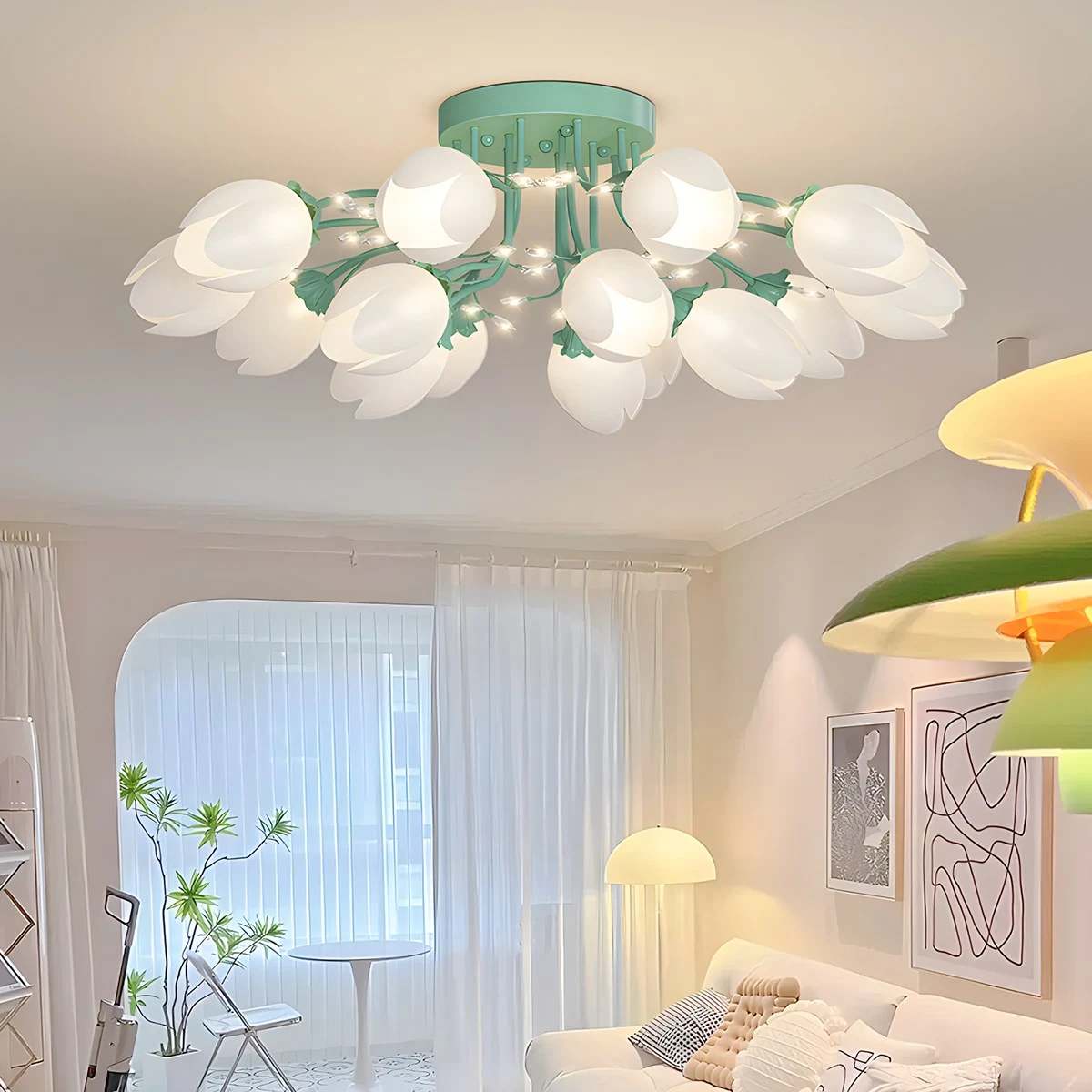 French Pastoral Flower Ceiling Chandelier