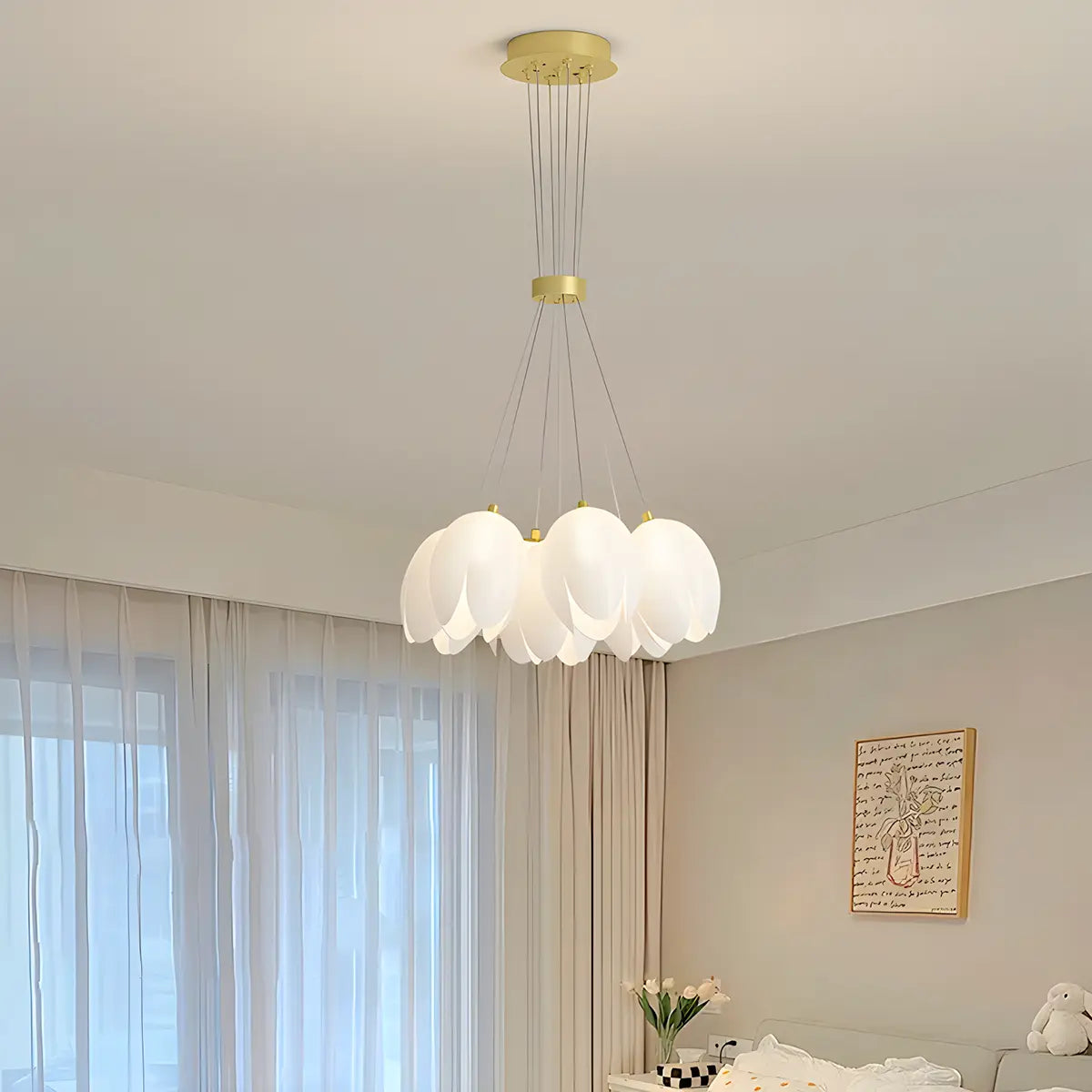 French Tulip Flower & Ball Chandelier