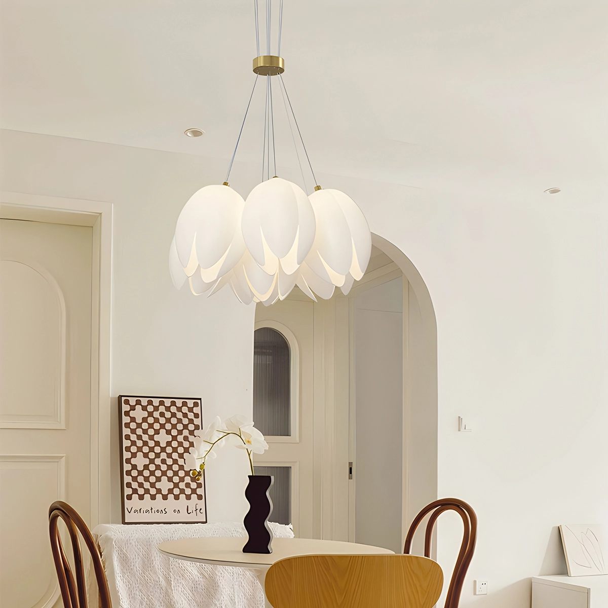 French Tulip Flower & Ball Chandelier