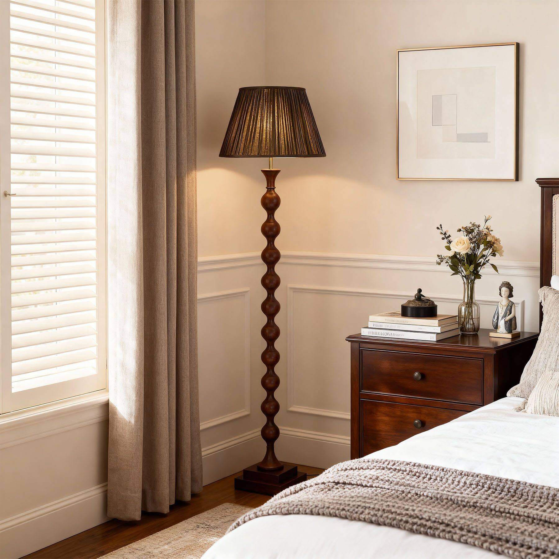 Antizer Vintage Beaded Column Floor Lamp