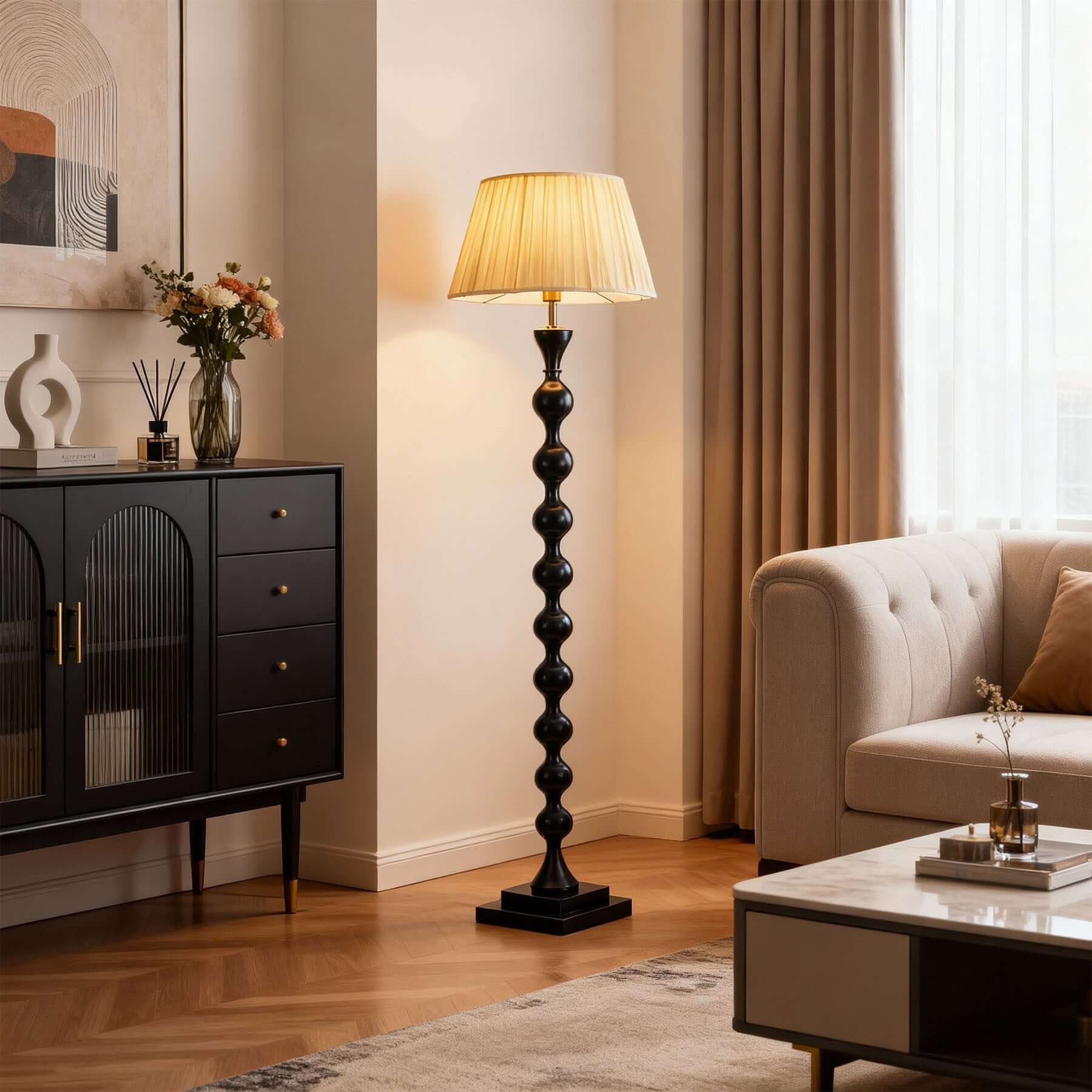 Antizer Vintage Beaded Column Floor Lamp