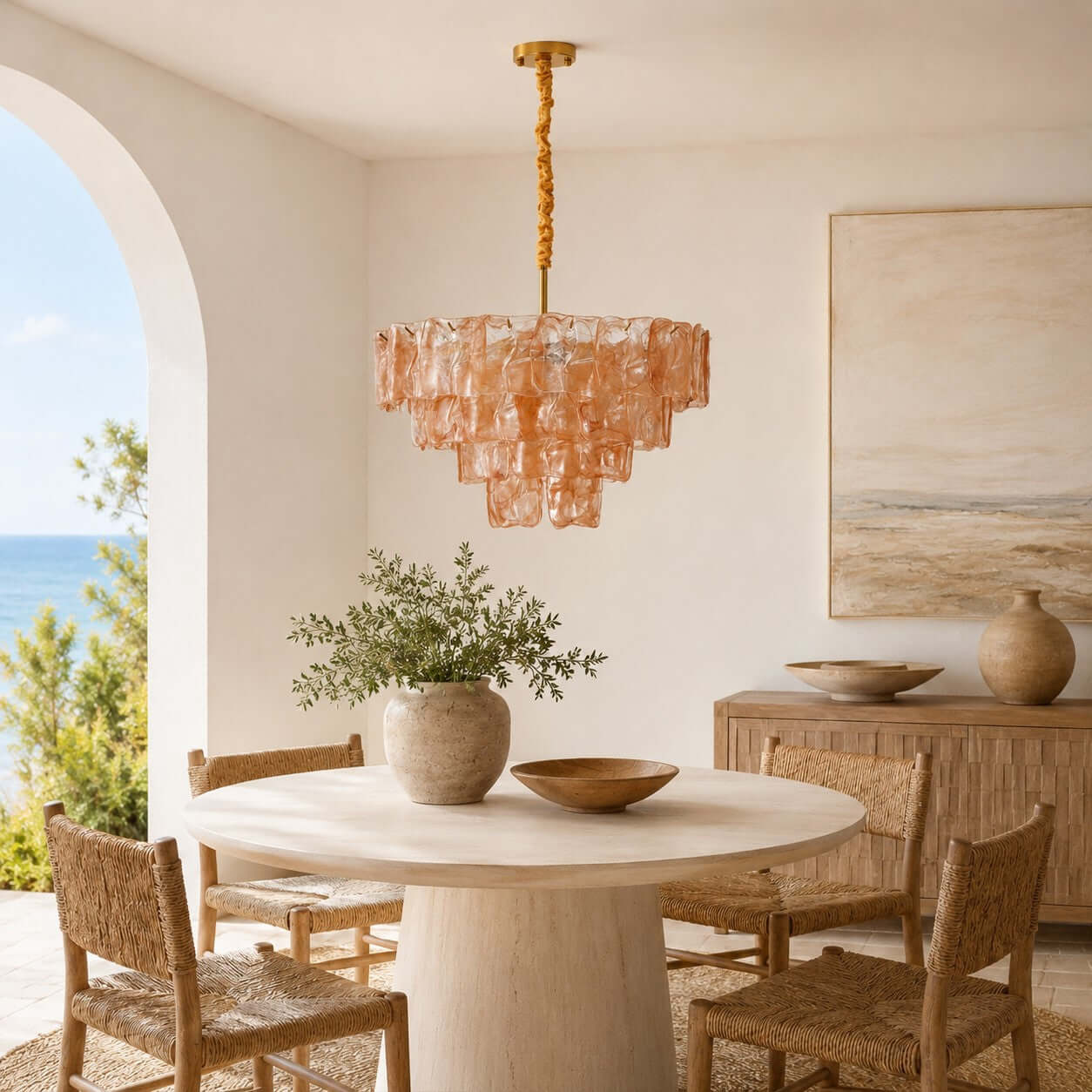 Antizer Vintage Layered Textured Glass Chandelier