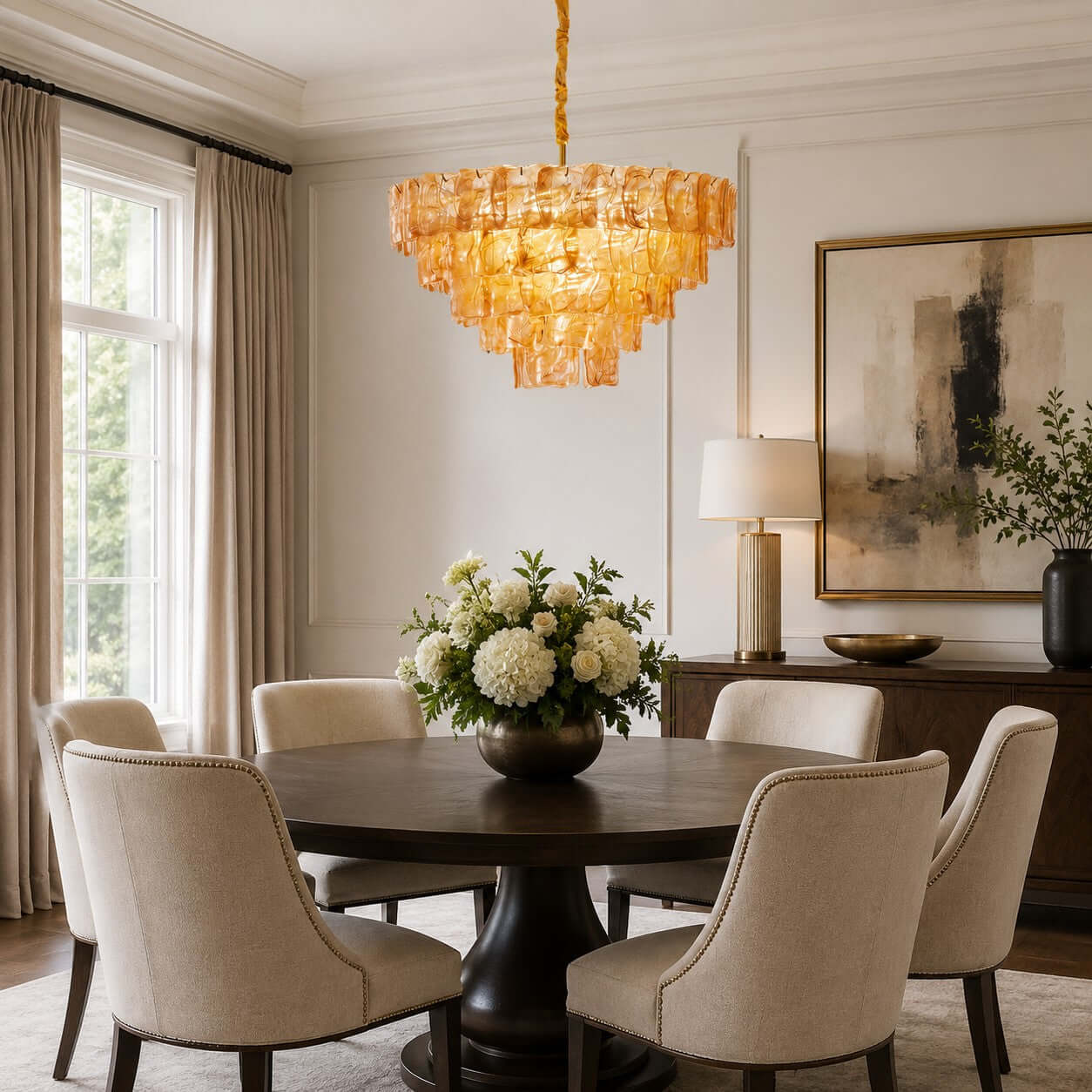 Antizer Vintage Layered Textured Glass Chandelier
