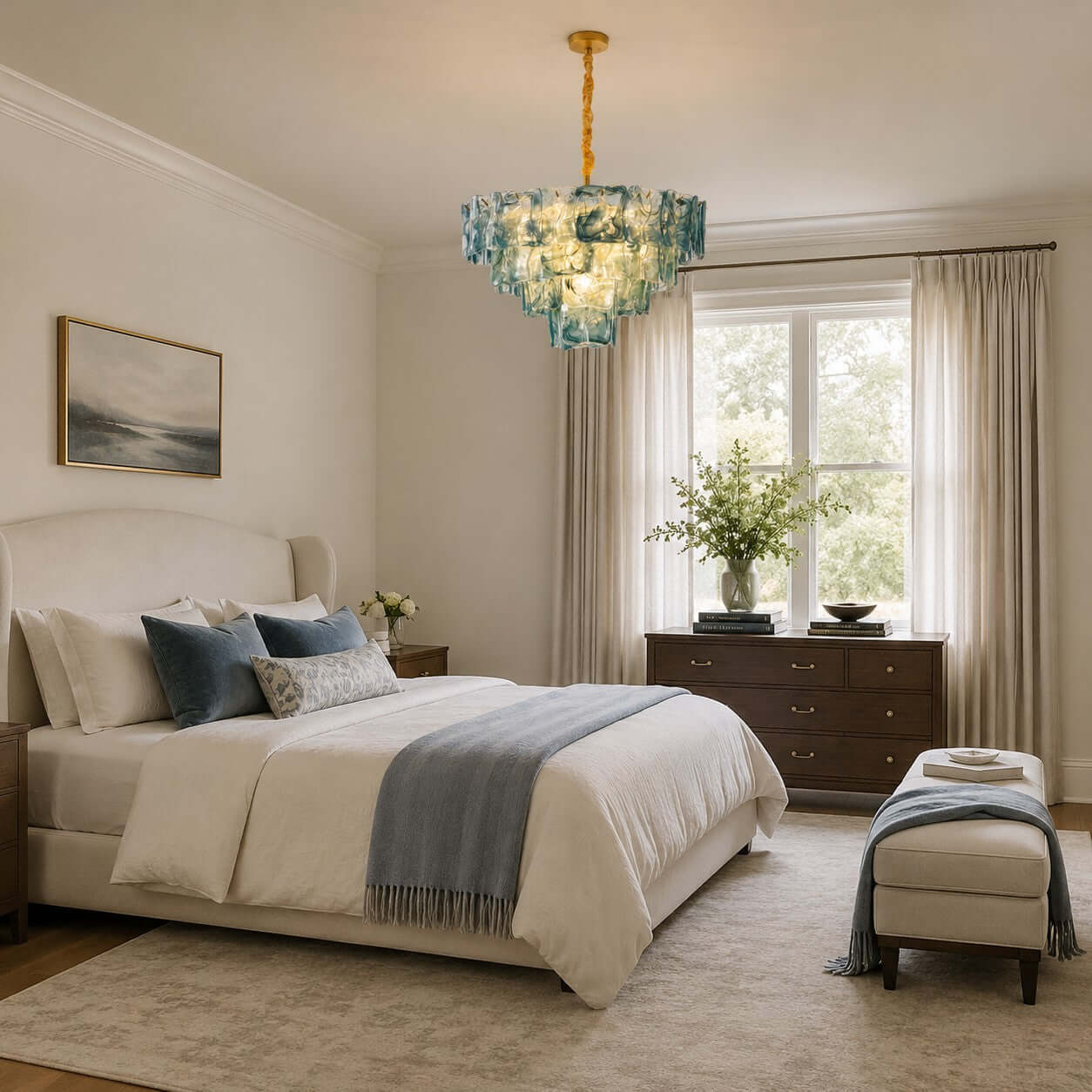 Antizer Vintage Layered Textured Glass Chandelier