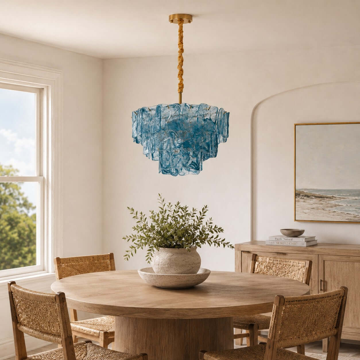 Antizer Vintage Layered Textured Glass Chandelier