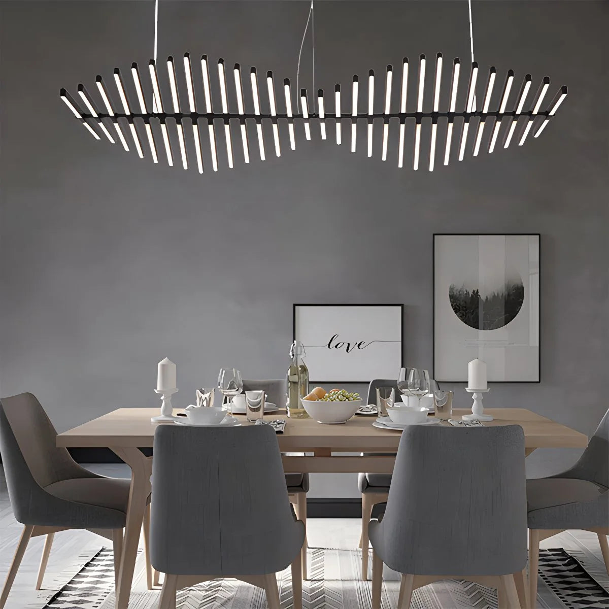 Antizer Linear Fish Bone Modeling Chandelier