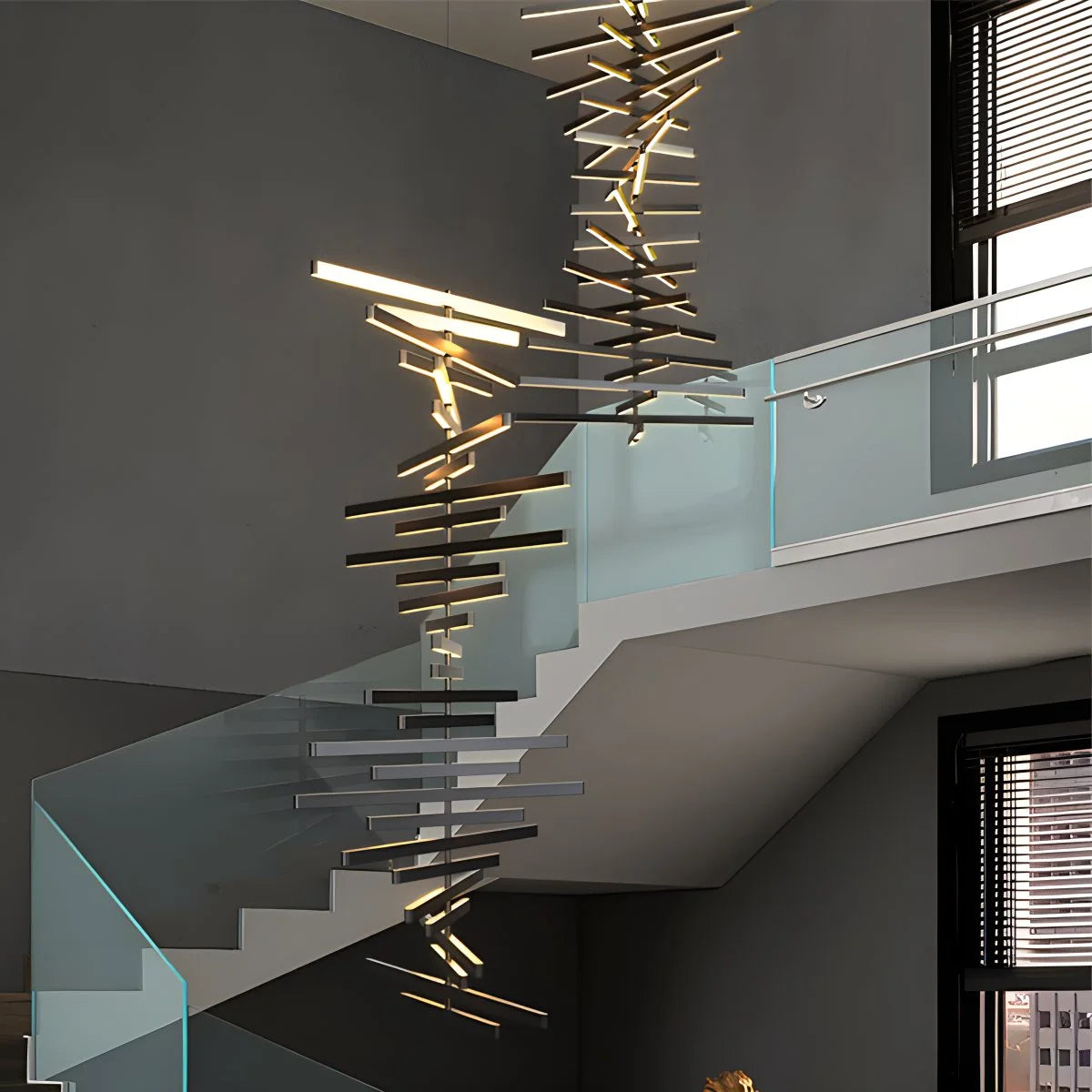 Antizer Linear Fish Bone Modeling Chandelier