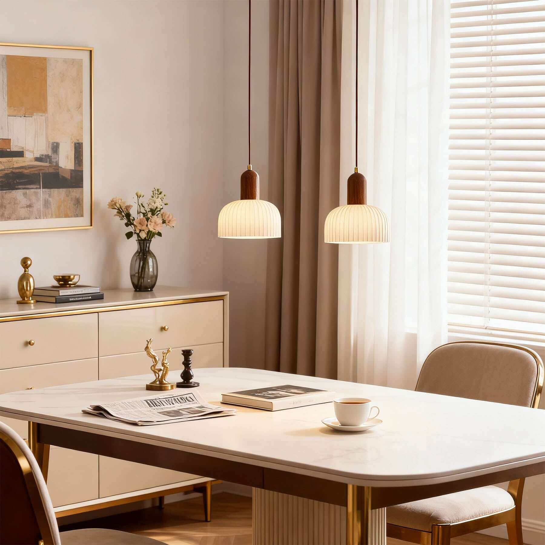 Antizer Modern Minimalist Pleated Glass Pendant Light
