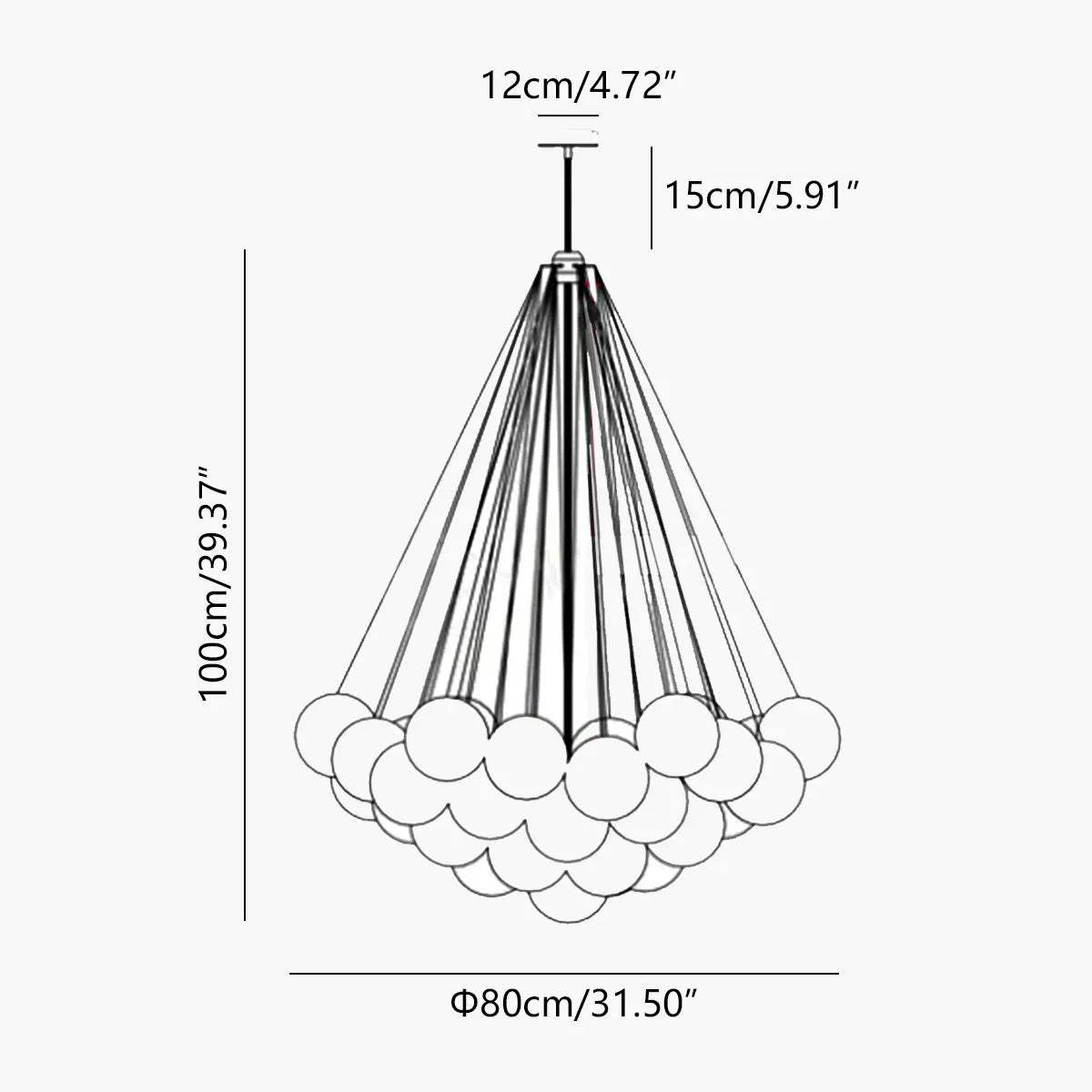 Antizer Modern Bubble Glass Chandelier for Living Room