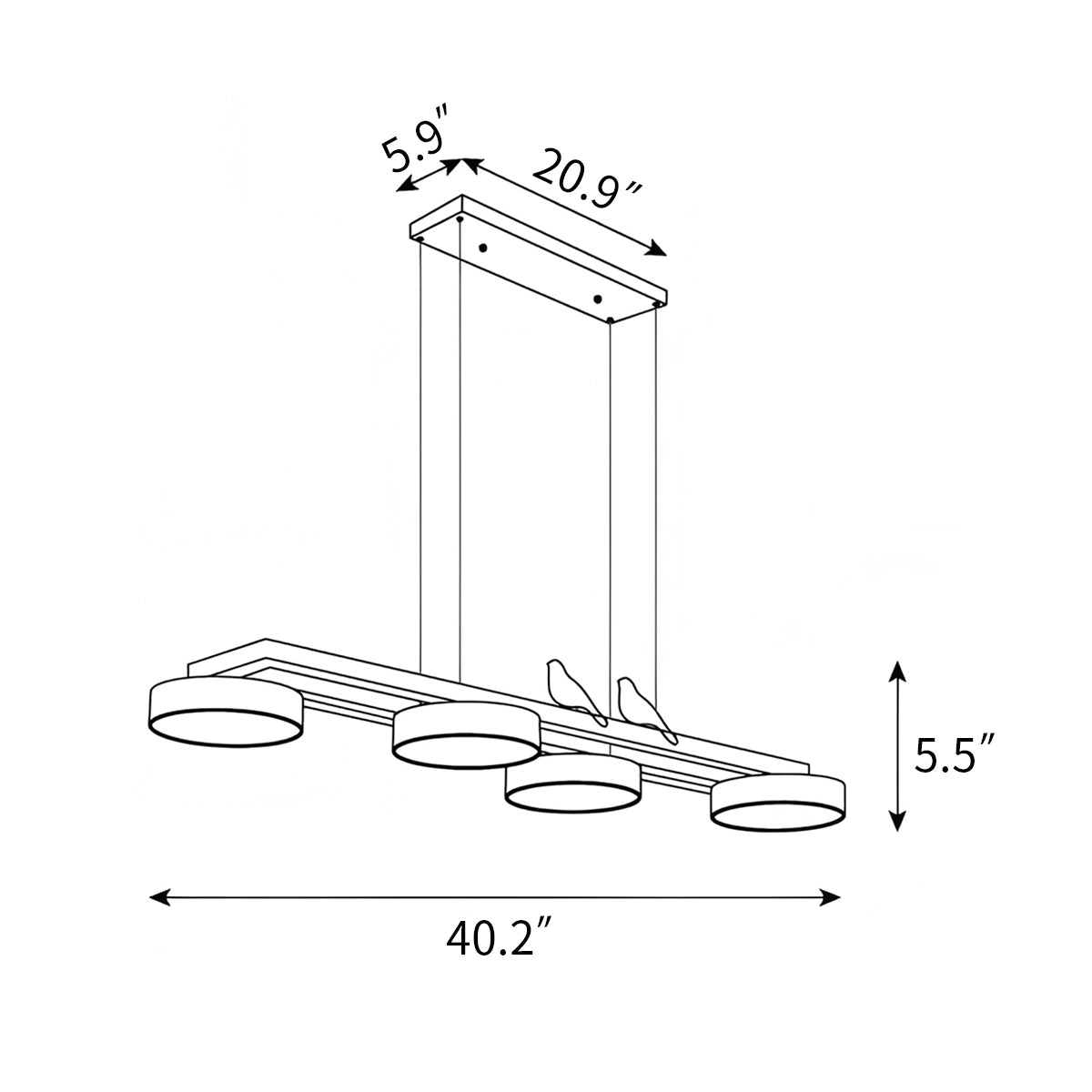 Antizer Sienna Bird Long Chandelier for Dining Room