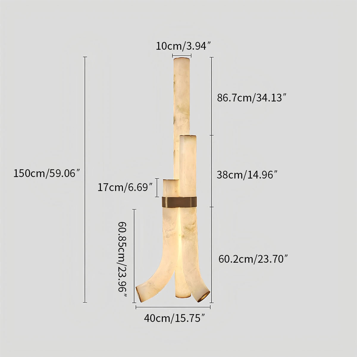 Antizer Copper & Natural Spanish Alabaster Piped Floor Lamp