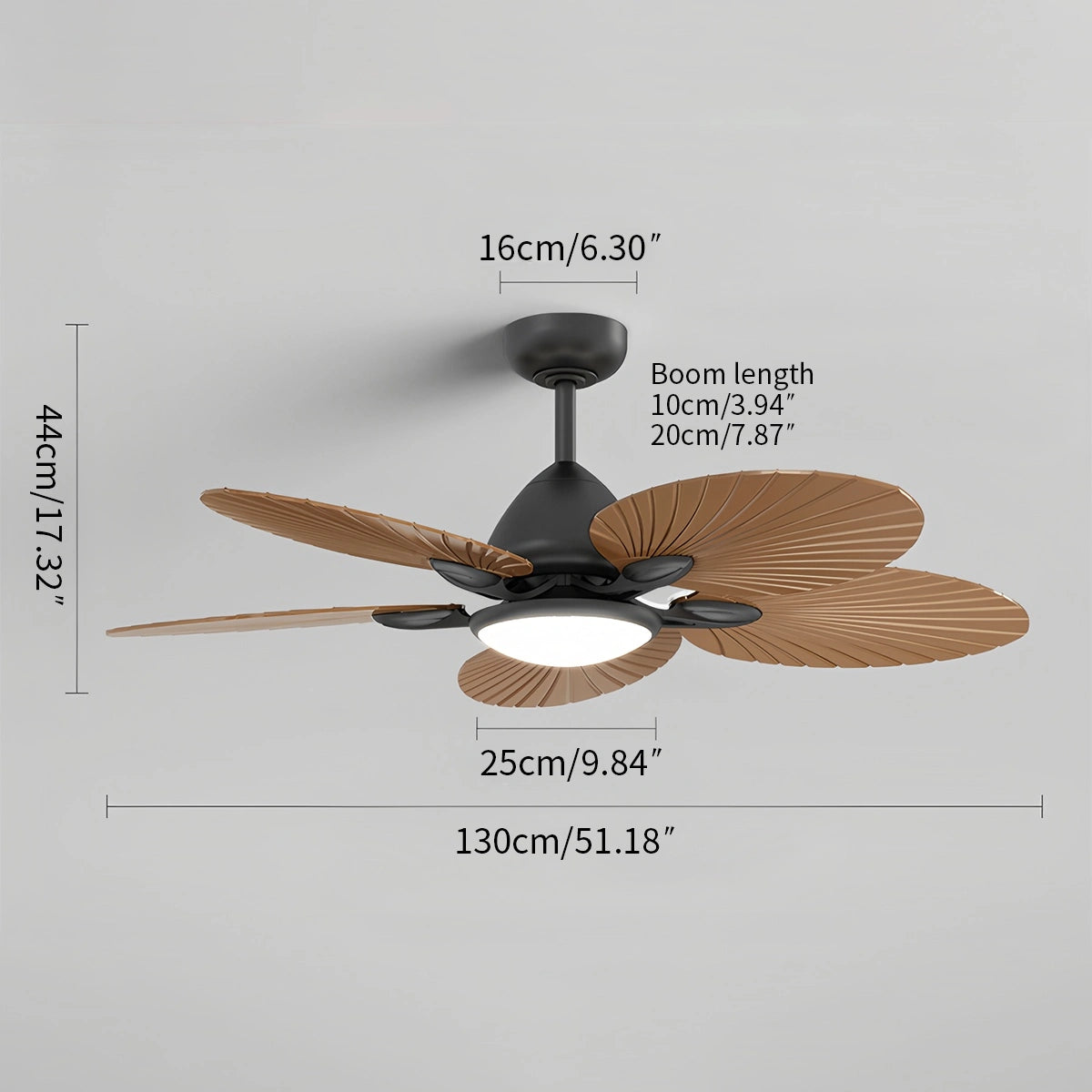 Antizer 5-Blade Palm Leaf Ceiling Fan with Light