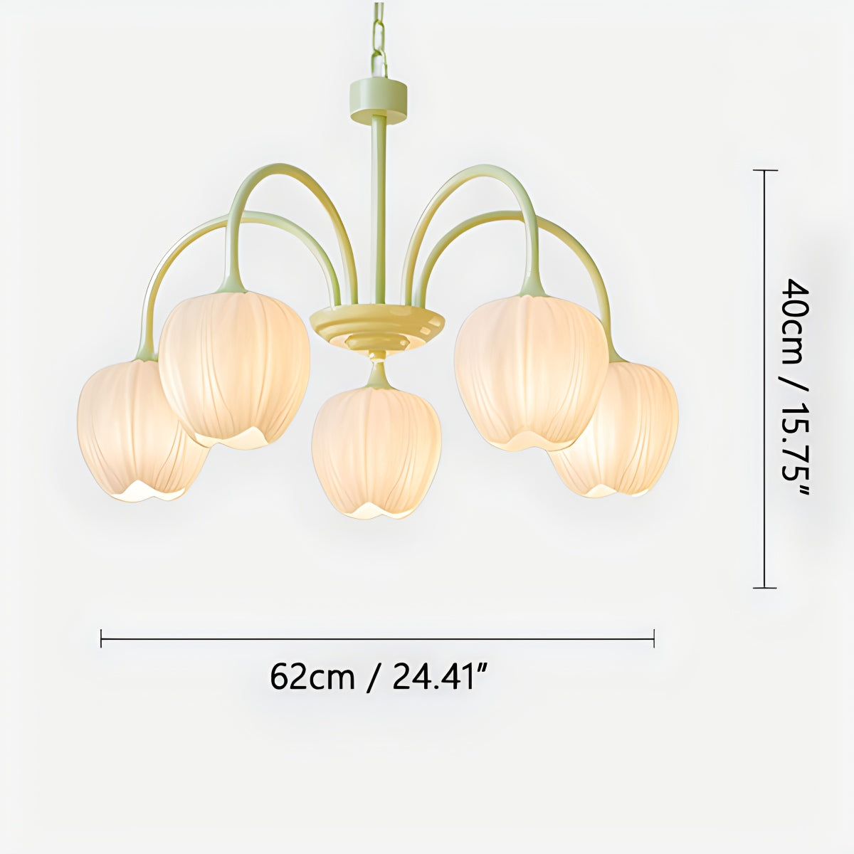 French Romance Tulip Matcha Chandelier