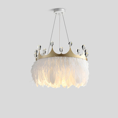 Antizer Nordic Feather Crystal Crown Chandelier