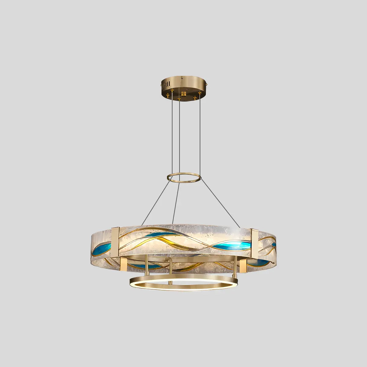 Antizer Enamel Round Brass Chandelier for Dining Area