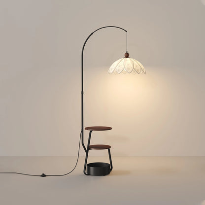 Antizer Retro Flower Bud Fishing Floor Lamp with Shelf