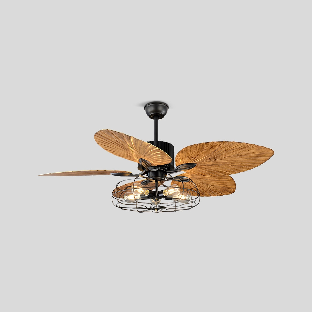 Antizer Industrial Tropical Palm Leaves Ceiling Fan Light