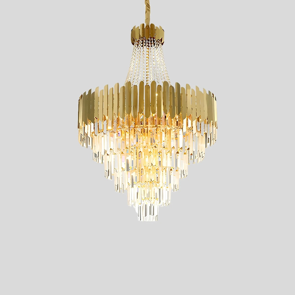 Antizer Large Tiered Gold Crystal Chandelier