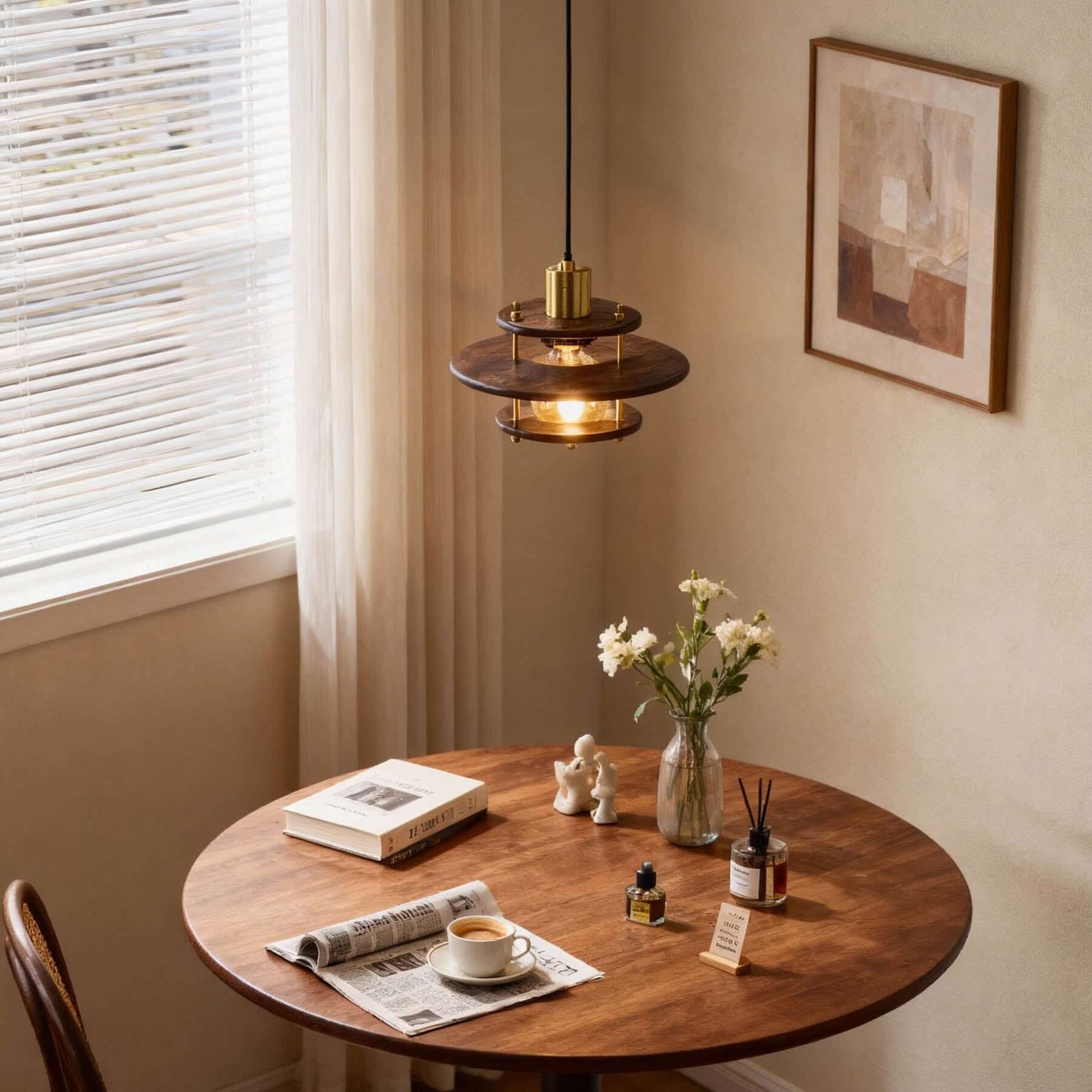 Antizer Tiered Walnut Wood Pendant Light